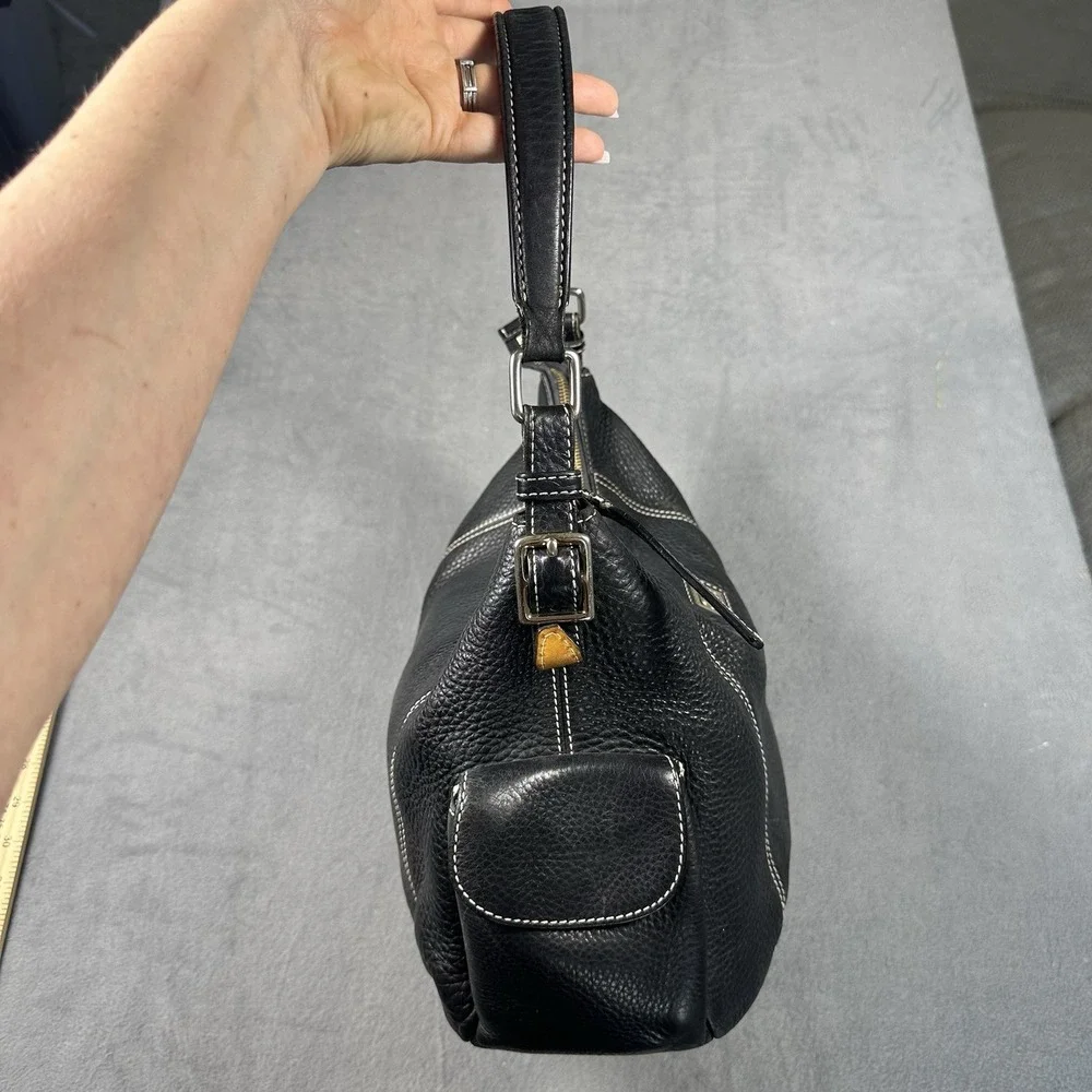 Vintage Dooney & Bourke Pebbled Leather Shoulder Bag Black Hobo Legacy Y2K